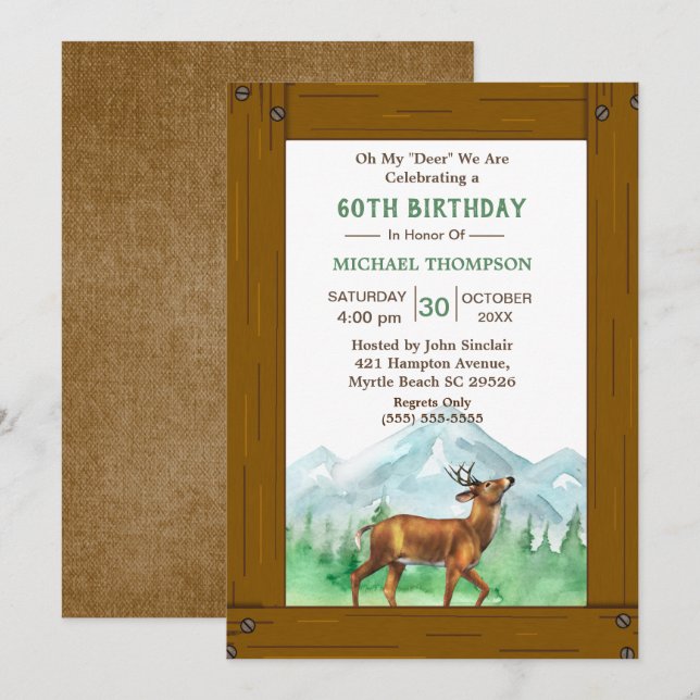 Deer Hunter Any Age Birthday Invitation (Front/Back)