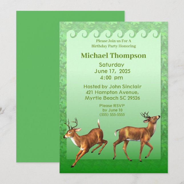 Deer Hunter  Birthday Invitation (Front/Back)