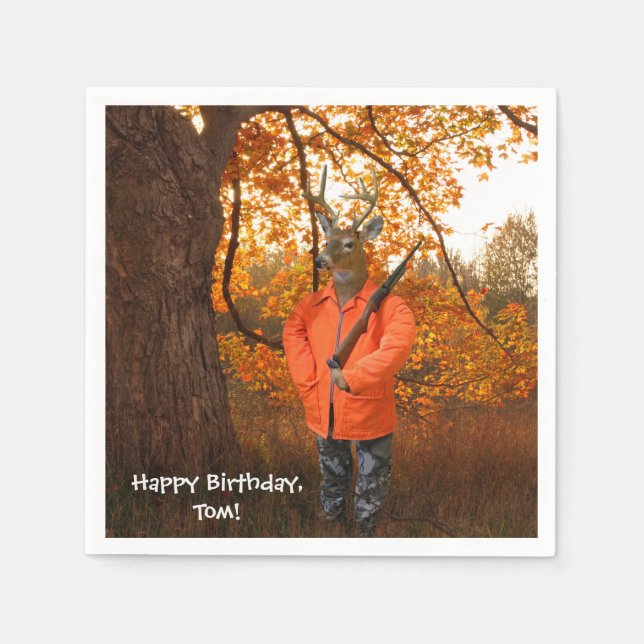 deer hunter birthday napkin (Front)