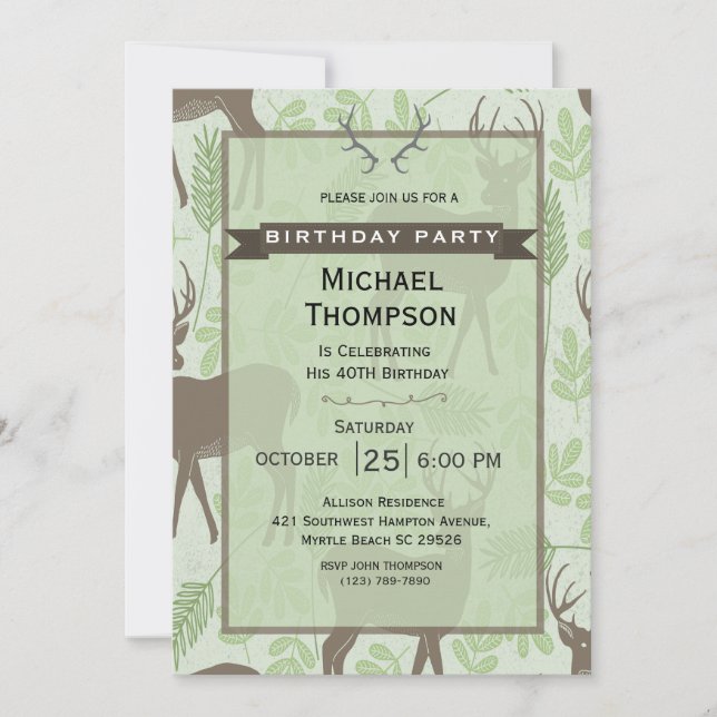   Deer Hunter Birthday Party Invitation (Front)