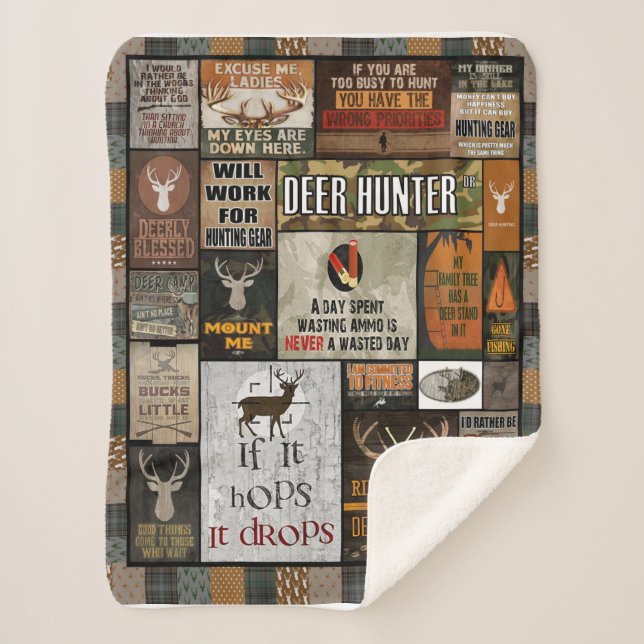 Deer Hunter Blanket Christmas Gift For Hunter, (Front)