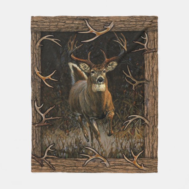 Deer Hunter Blanket, Gift For Dad, Funny Hunter Fleece Blanket (Front)