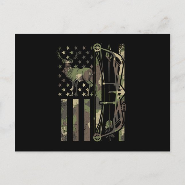 Deer hunter bow hunting invitation postcard (Front)