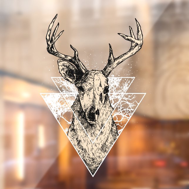 Deer Hunter Buck European Skull  Window Cling (Sheet 2)