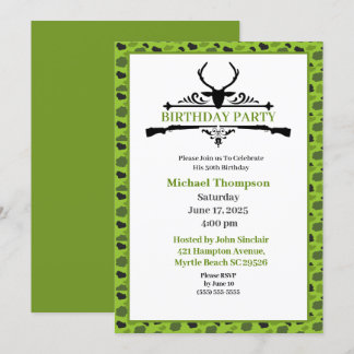 Deer Hunter Camouflage Birthday Invitation