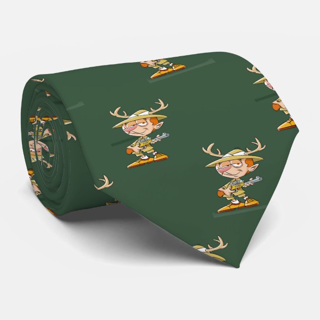 Deer Hunter Cartoon Necktie (Rolled)