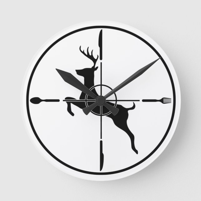 DEER HUNTER FUNNY HUNTING FAST FOOD  ROUND CLOCK (Front)