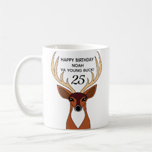 Deer Hunter Funny Young Buck Personalised Birthday Coffee Mug