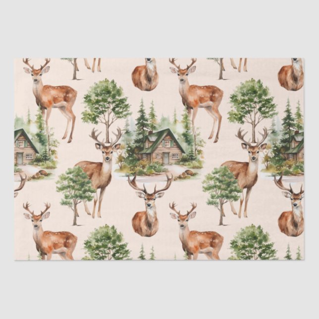Deer Hunter Nature Rustic Holiday Christmas Tissue Paper (Front)
