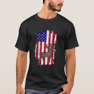 Deer Hunter Patriotic American Flag Deer Hunting T-Shirt