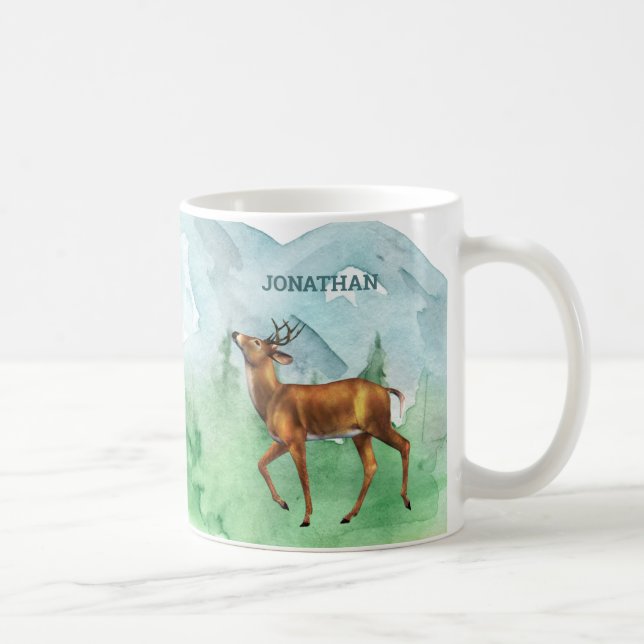 Deer Hunter Personalised Forest Mountain Coffee Mug (Right)