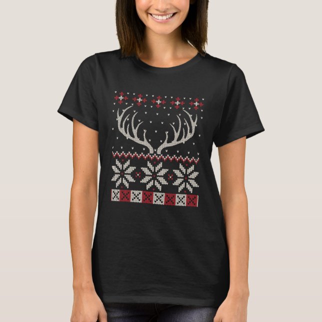 Deer Hunter Ugly Christmas Sweater Reindeer Elk Mo (Front)