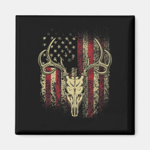 Deer Hunters Deer Skull on American Flag  Magnet
