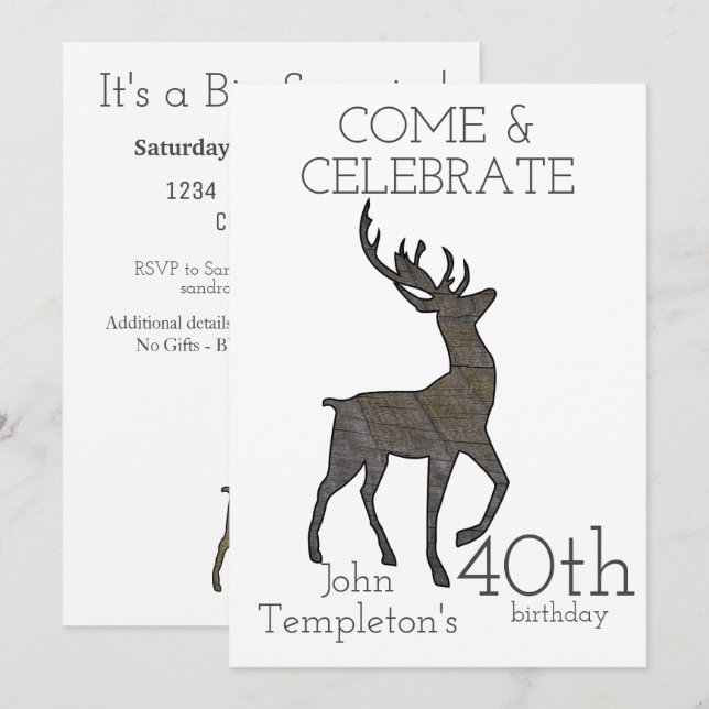 Deer Hunting  Adult Men's Birthday Sports Outdoors Invitation (Front/Back)