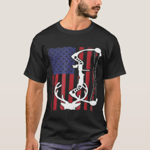 Deer Hunting American Flag Archery Bow Arrow T-Shirt