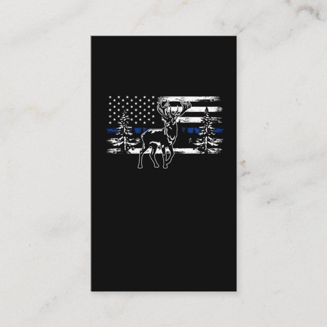 Deer Hunting American Flag Forest Animal Hunt Business Card (Front)