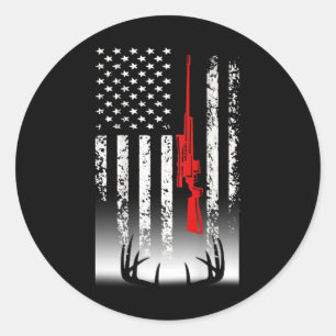 Deer hunting American Flag Hunting Classic Round Sticker