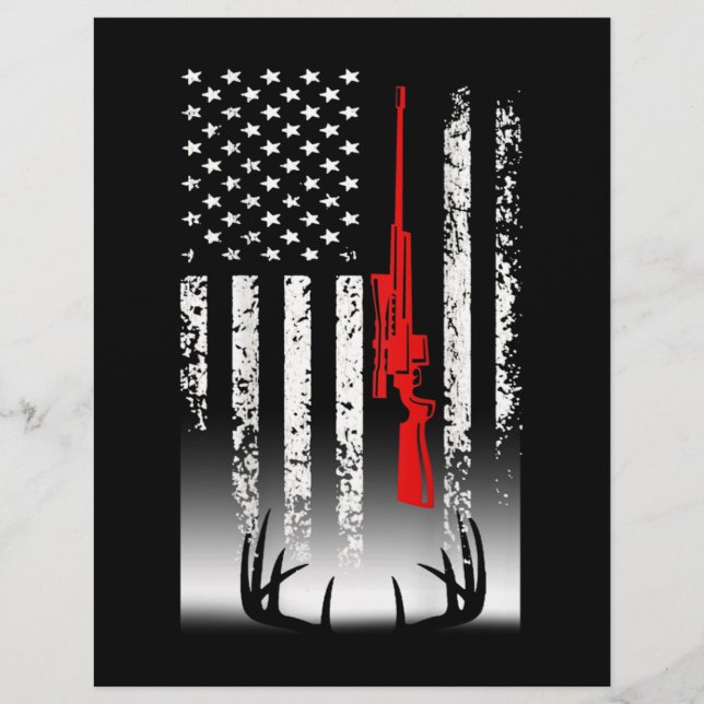 Deer hunting American Flag Hunting Custom Letterhead (Front)