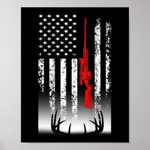 Deer hunting American Flag Hunting Poster