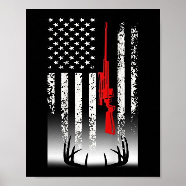 Deer hunting American Flag Hunting Poster (Front)