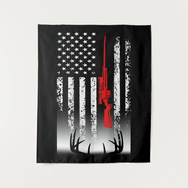 Deer hunting American Flag Hunting Tapestry (Front)