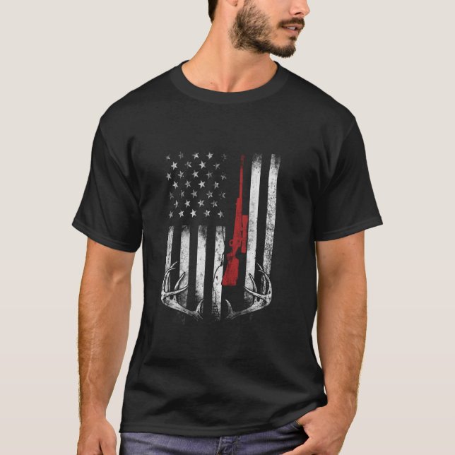 Deer Hunting American Flag Shirt For Hunter Long S (Front)