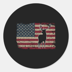 Deer Hunting American Flag Usa Proud Hunter Classic Round Sticker