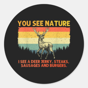 Deer Hunting Art For Men Women Wildlife Hunter Dee Classic Round Sticker