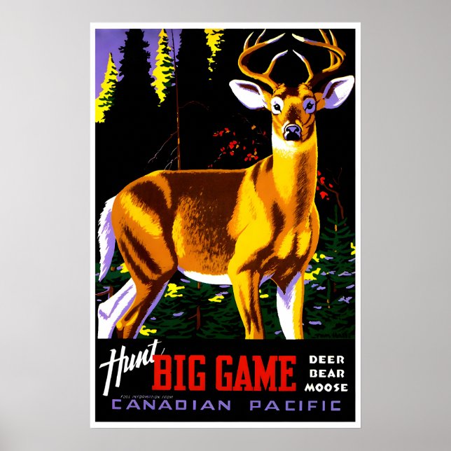 Deer Hunting Art Hunt Big Game Poster Tom Hall (Front)