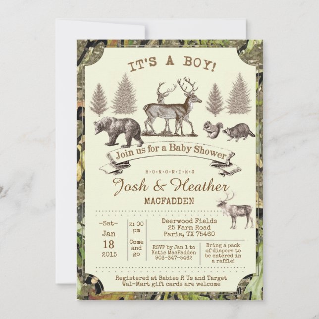 Deer Hunting Baby Shower Invitation (Front)
