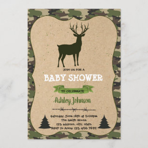 Deer hunting baby shower invitation