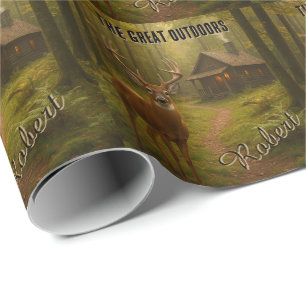 Deer Hunting Cabin Rustic Personalised Gift Wrap