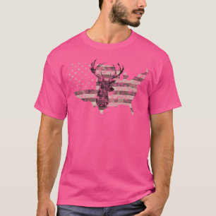 Deer Hunting Camo American Flag Buck Usa Country H T-Shirt