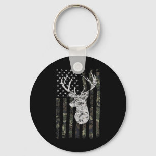 Deer Hunting Camo American Flag  Key Ring