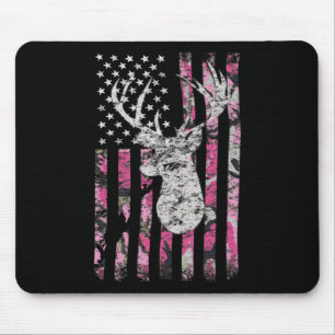 Deer Hunting Camo American Flag Pink Buck  Mouse Mat