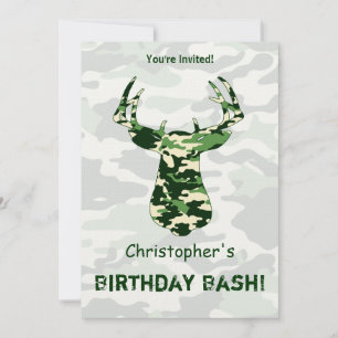 Deer Hunting Camo Buck Invitation