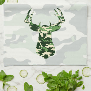 Deer Hunting Camo Buck Tea Towel