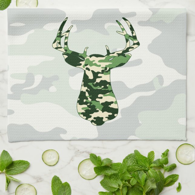 Deer Hunting Camo Buck Tea Towel (Folded)