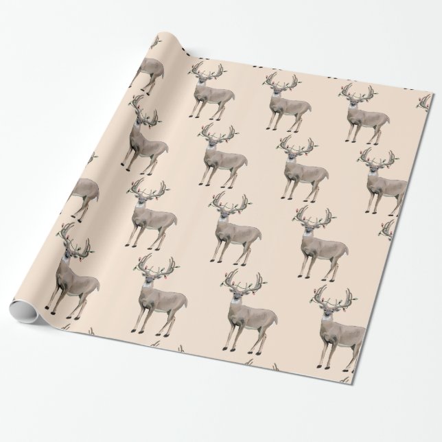 Deer Hunting Christmas Antlers Wrapping Paper (Unrolled)