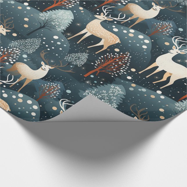 Deer Hunting Christmas Antlers Wrapping Paper (Corner)