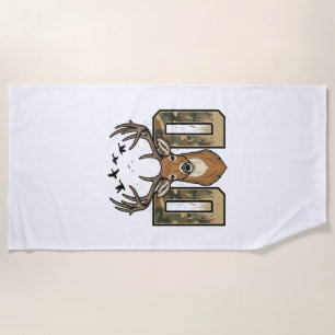 Deer Hunting Dad Camo Buck Vector Shirt Design_1 Beach Towel