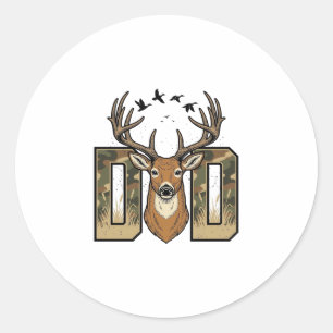 Deer Hunting Dad Camo Buck Vector Shirt Design_1 Classic Round Sticker