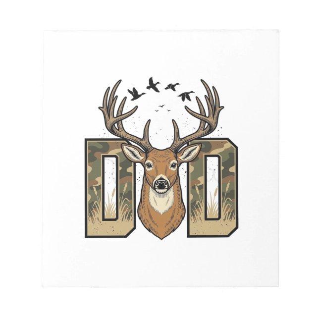Deer Hunting Dad Camo Buck Vector Shirt Design_1 Notepad (Front)