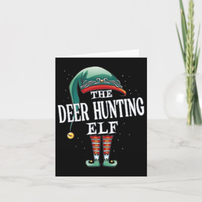 Deer Hunting Elf Christmas Group Xmas Pajama Party Card (Front)
