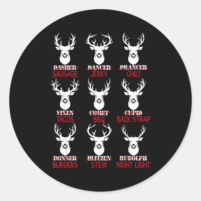 Deer Hunting Gift Hunter Of All Santa's Reindeer  Classic Round Sticker (Front)