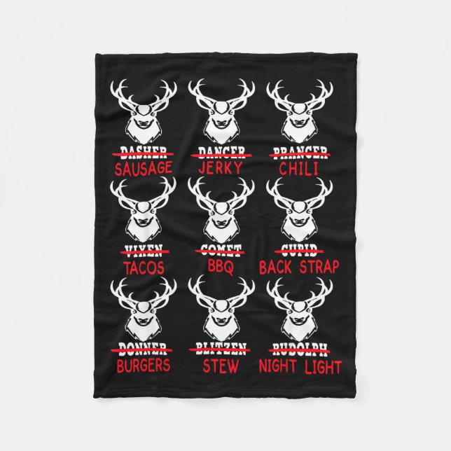 Deer Hunting Gift Hunter Of All Santa's Reindeer  Fleece Blanket (Front)