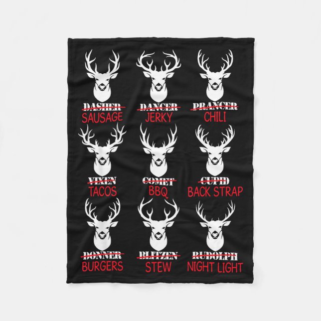 Deer Hunting Gift Hunter Of All Santa's Reindeer  Fleece Blanket (Front)