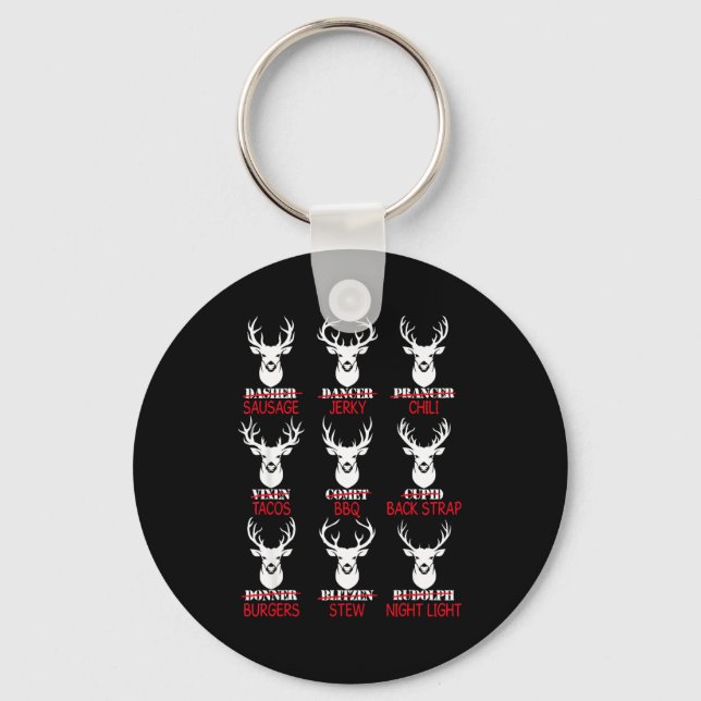 Deer Hunting Gift Hunter Of All Santa's Reindeer  Key Ring (Front)