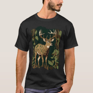 Deer Hunting Green Brown Camo Camouflage Artwork T-Shirt