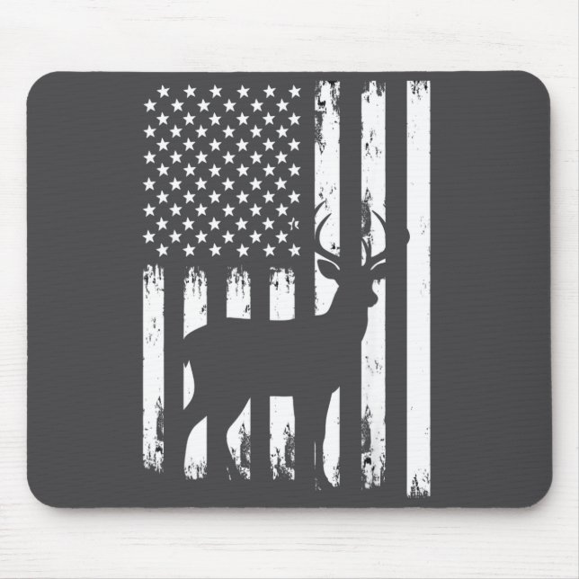 Deer Hunting Hunter Camo Usa American Flag Patriot Mouse Mat (Front)